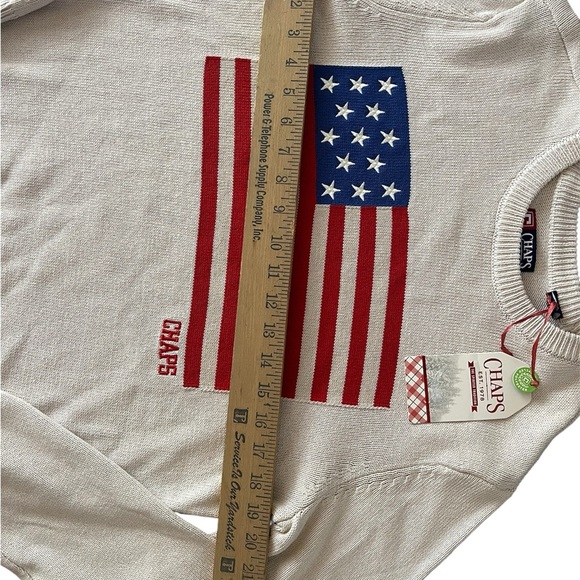 Chaps American Flag USA Sweater Men Size Small Oatmeal Heather
Crewneck NEW - Picture 4 of 4